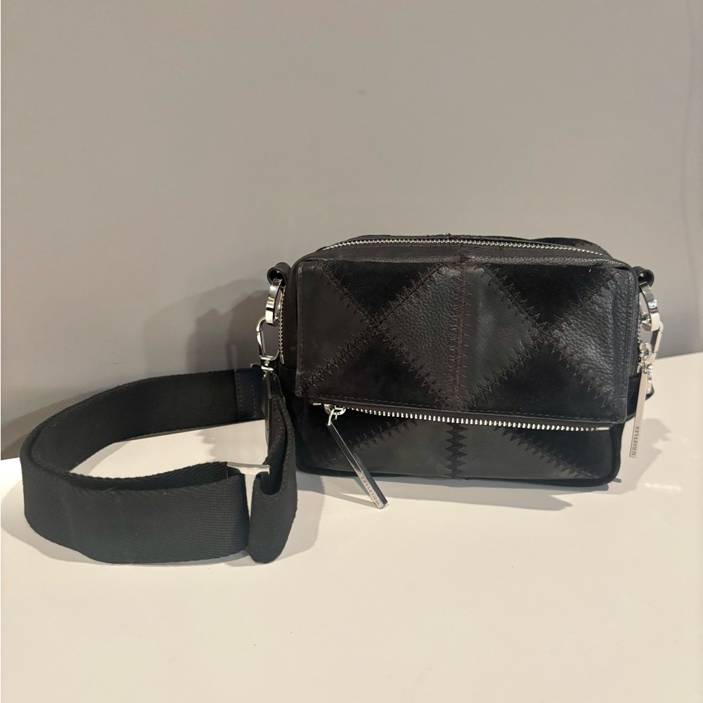 Whistles Black Quilted Patchwork Crossbody Bag - Picture 3 of 13